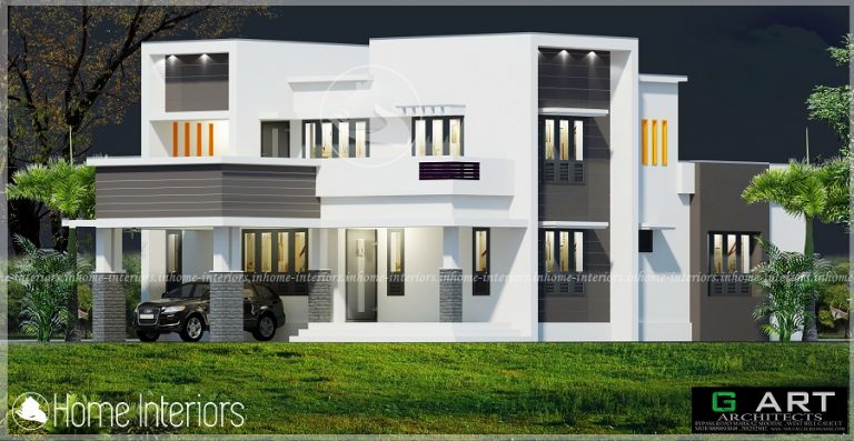 1700 Square Feet Double Floor 4 BHK Modern Home Design