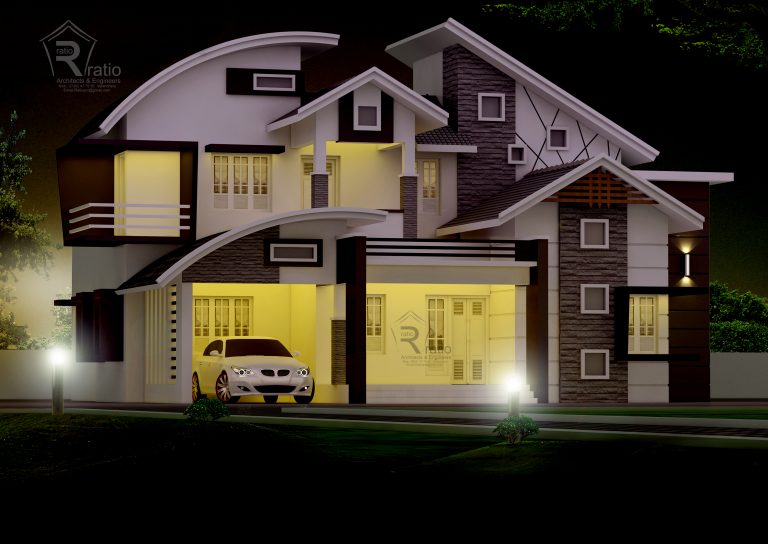 2600 Square Feet Mixed Roof style Home Design