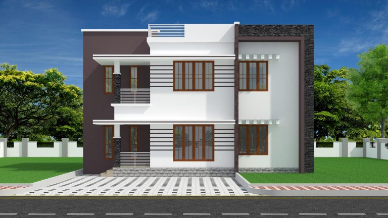 1216 Square Feet Contemporary Double Floor Home Design