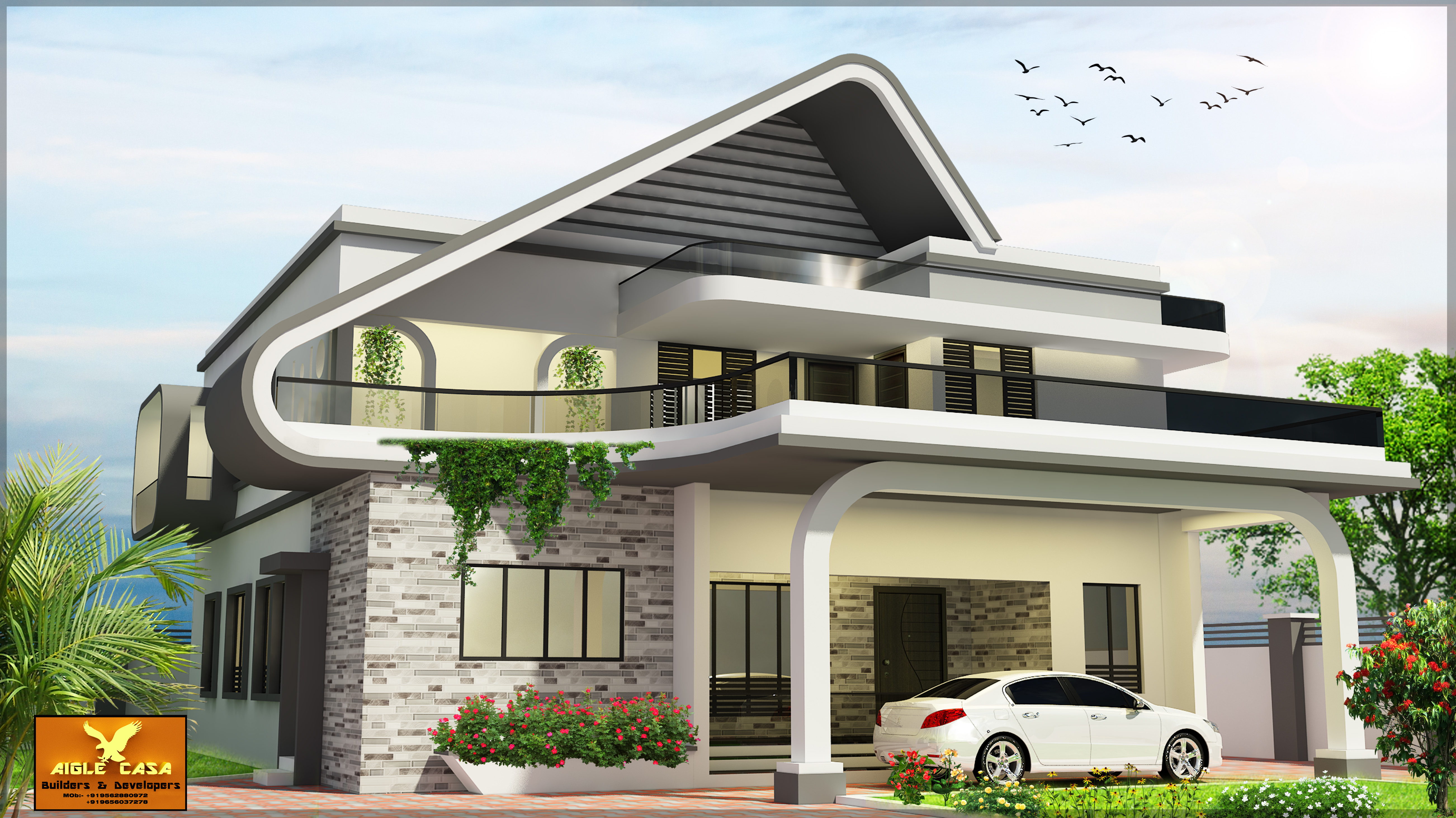 3015 Square Feet Contemporary Style Double Floor Home Design