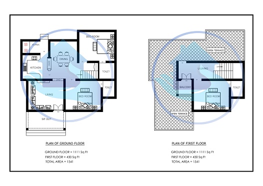 1541 Square Feet Double Floor Contemporary Home Design 