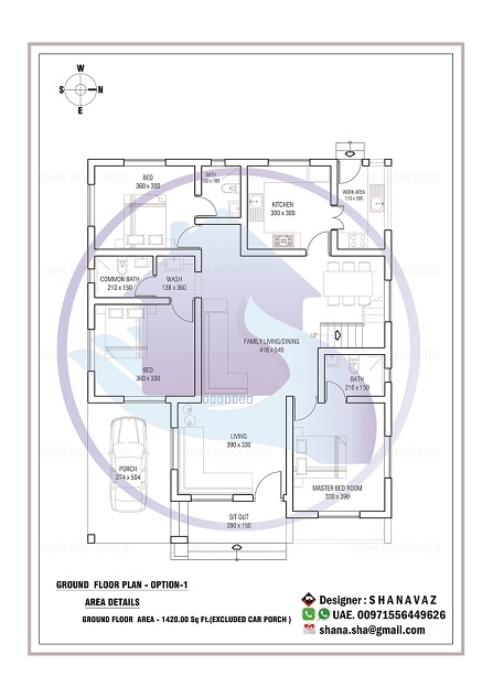 1420 Square Feet Single Floor Contemporary Home Design