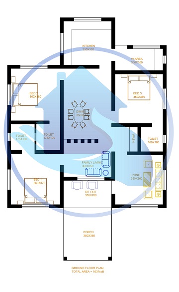 1637 Square Feet Single Floor Contemporary Home Design