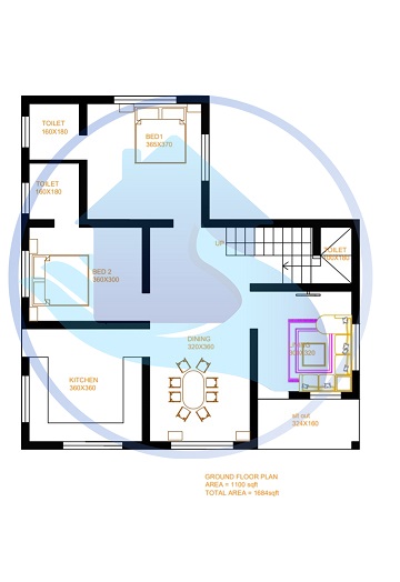 1684 Square Feet Double Floor Contemporary Home Design