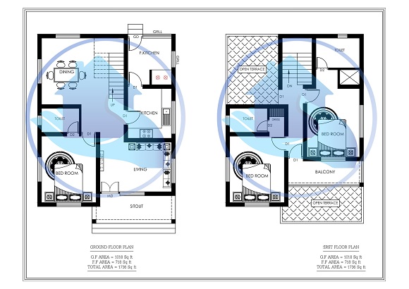 1736 Square Feet Double Floor Contemporary Home Design