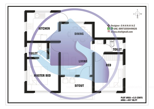 657 Square Feet Single Floor Contemporary Home Design
