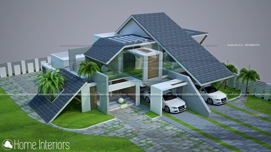 2400 Square Feet Contemporary Double Floor Home Design