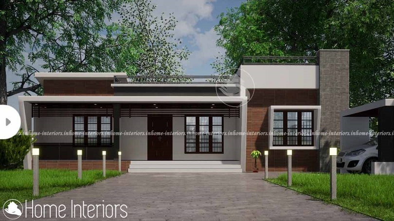 1600 Square Feet Contemporary Single Floor Home Design