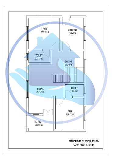 830 Square Feet Contemporary Single Floor Home Design