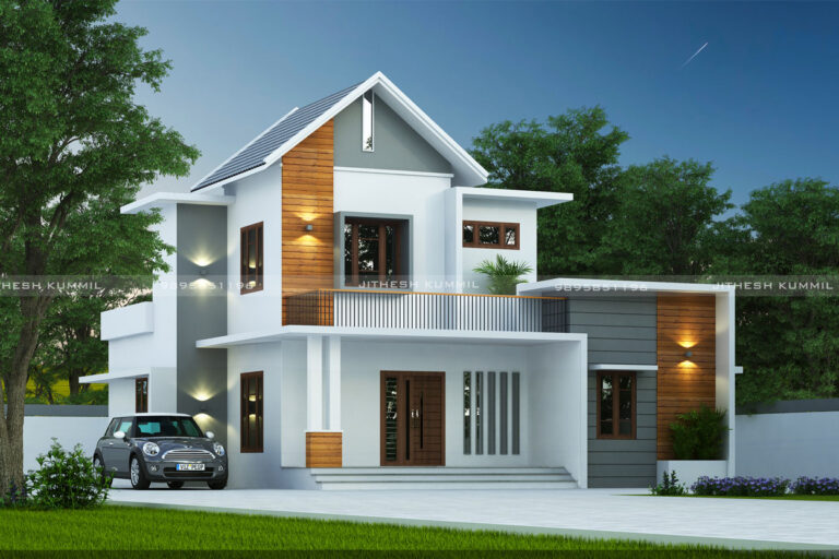 A Smartly Designed 1630 Sqft Semi-Contemporary Double Floor Home