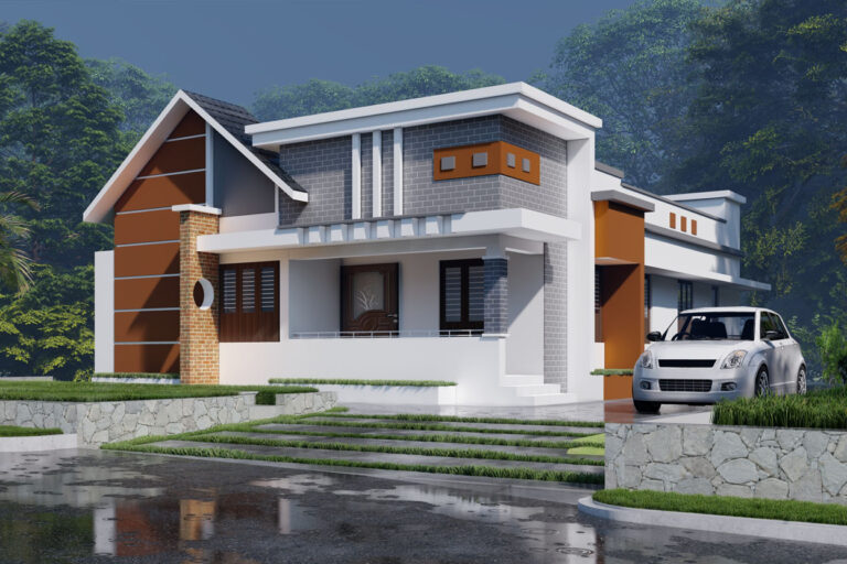 Contemporary 1305 Sq.ft. Home Designed by BHK Builder