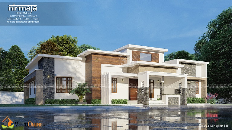 1830 Square Feet Single Floor Contemporary Home Design | 4 BHK Modern House Plan