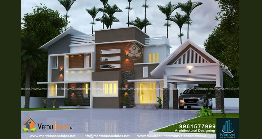2578 Sqft Double Floor Contemporary Home Design – Modern 4 Bedroom House Plan