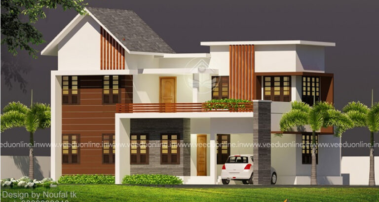 1640 Sq.ft Double Floor Contemporary Home Design | 4 BHK Modern House Plan