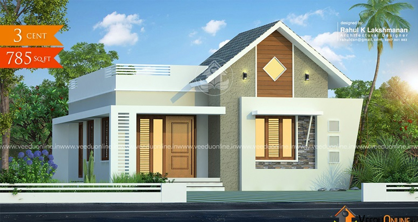 785 Sq.ft Contemporary Single Floor Home Design | 2 BHK House Under 11 Lakhs